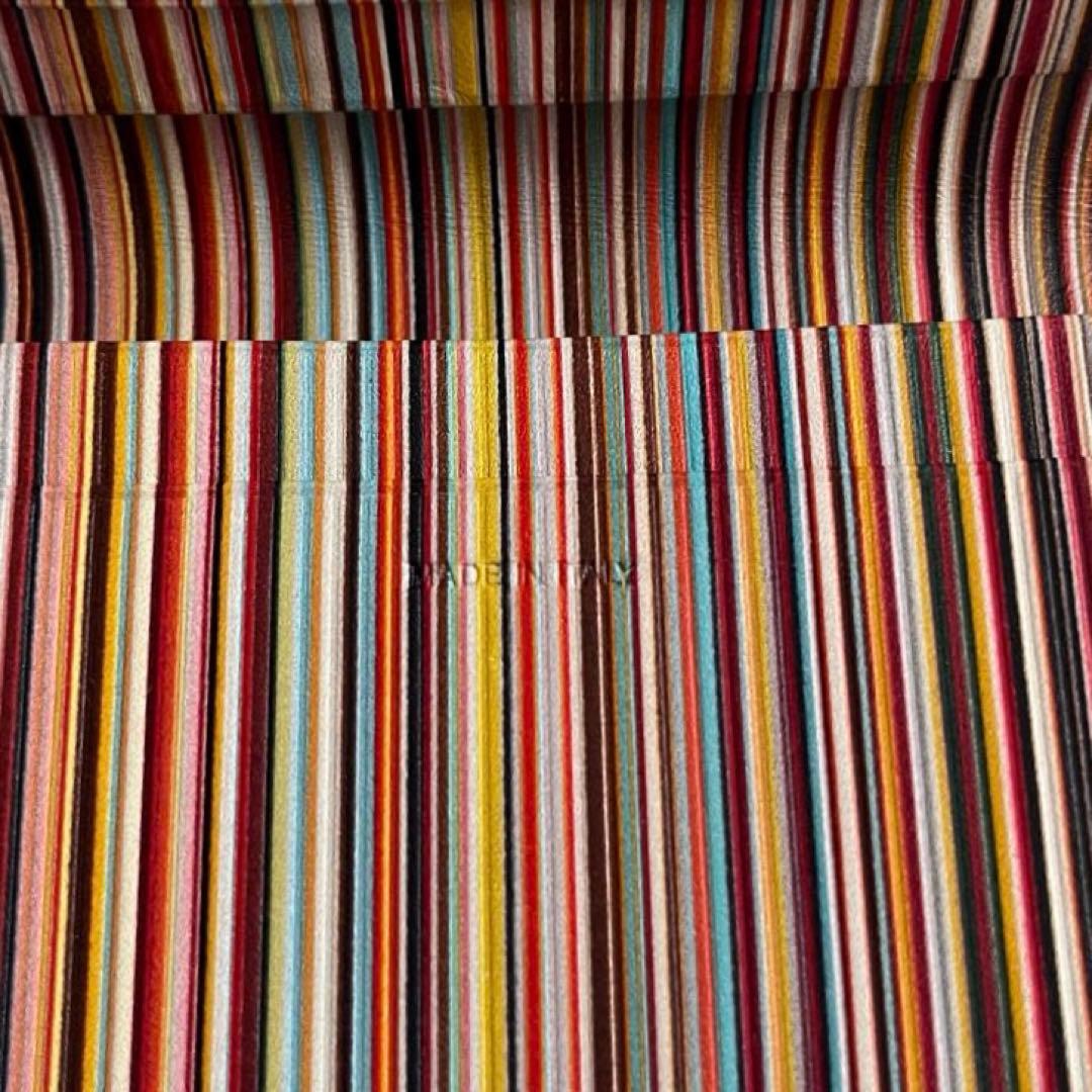 未使用　ポールスミス メンズ カード入れ 無地×マルチストライプ ブラック