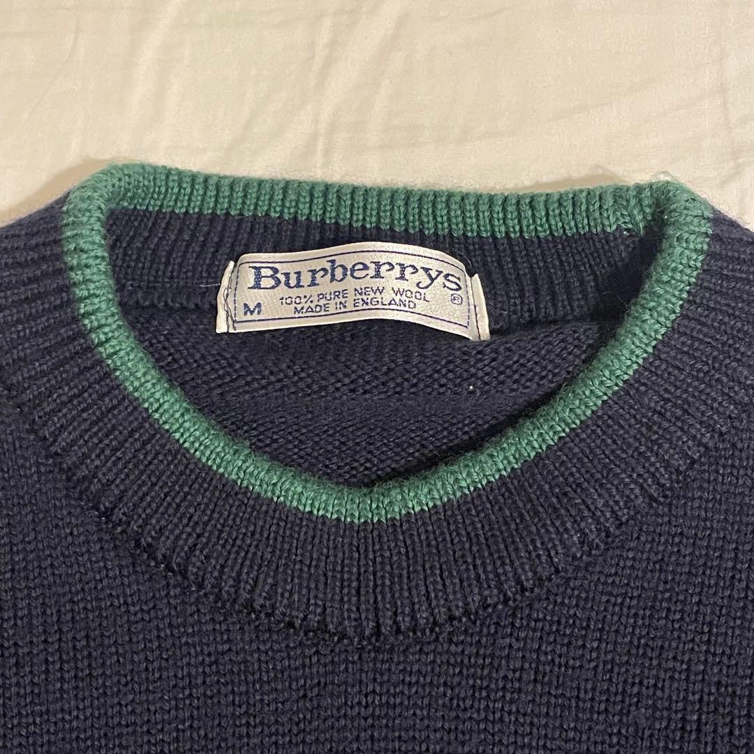 Burberrys ホースロゴ 刺繍 ネイビー×グリーン M ニットセーター