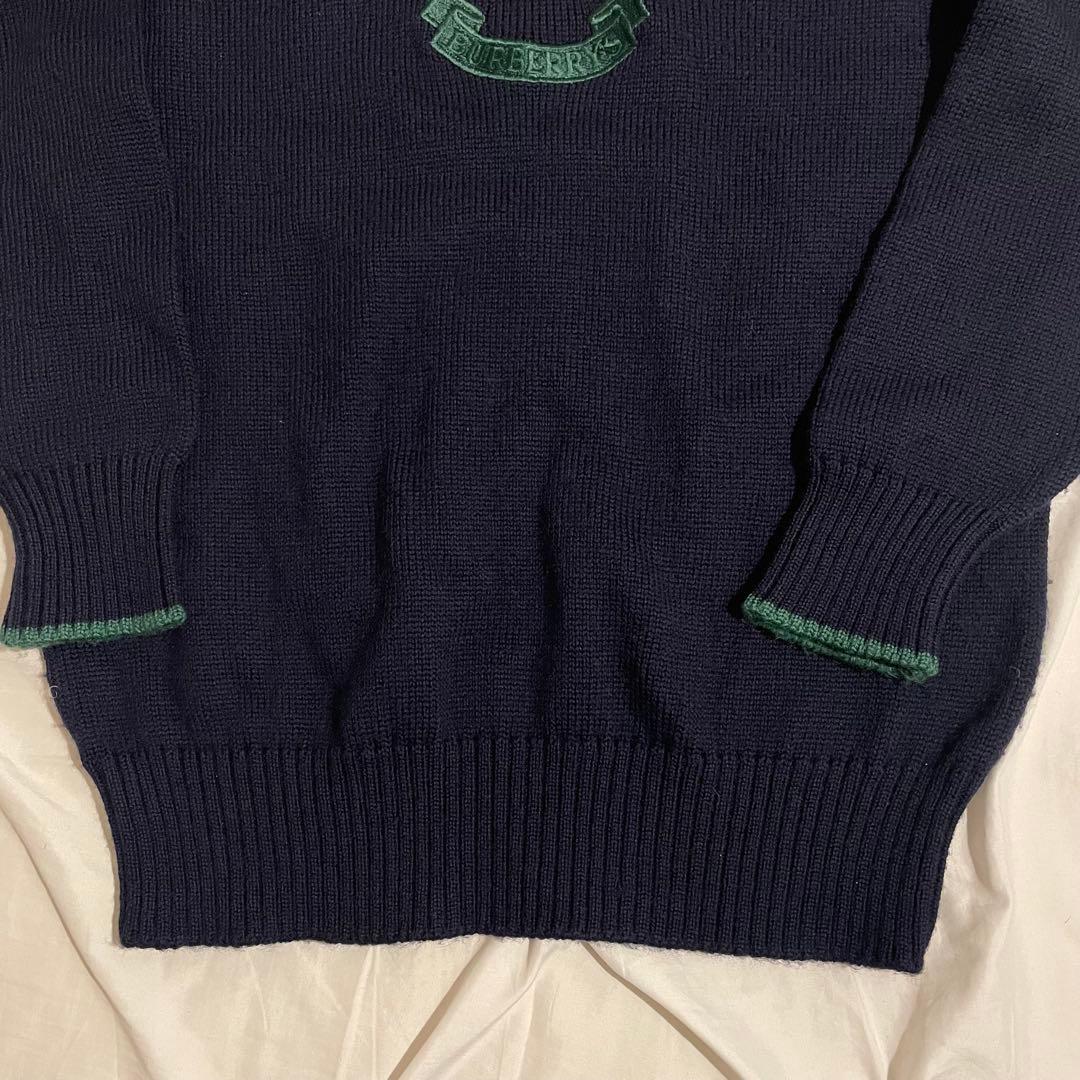 Burberrys ホースロゴ 刺繍 ネイビー×グリーン M ニットセーター