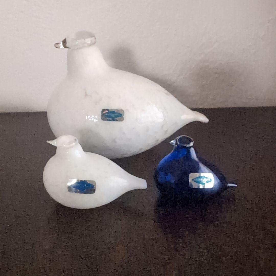 ヌータヤルヴィ　バード　ガラス工芸　置物　フィンランド　北欧ヴィンテージ　青　小