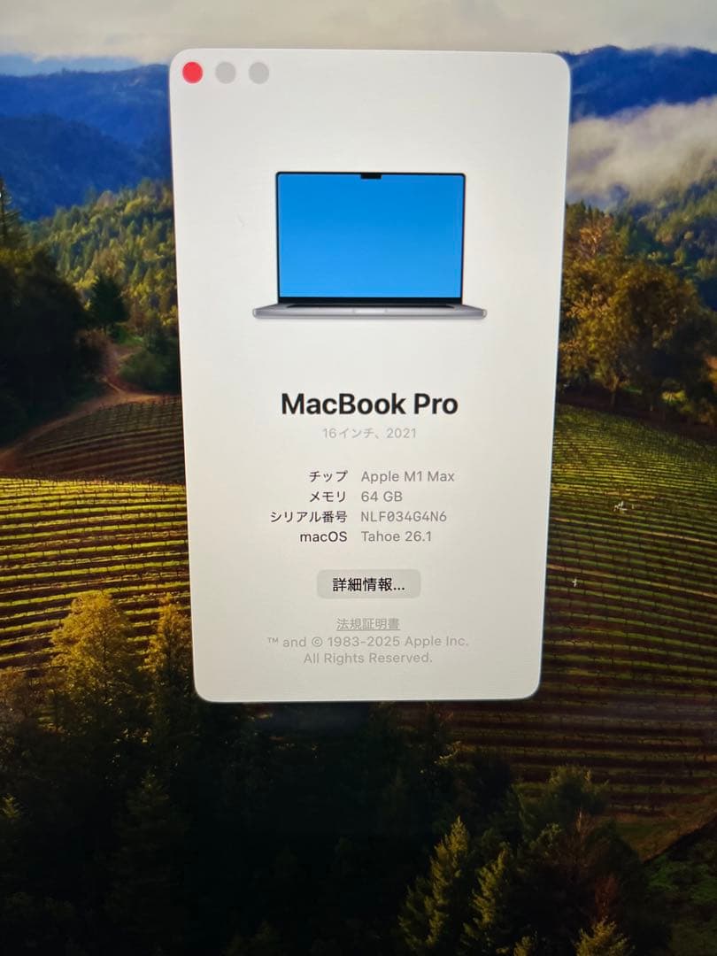 MacBook Pro M1 Max 16インチ 2021 1TB/64GB
