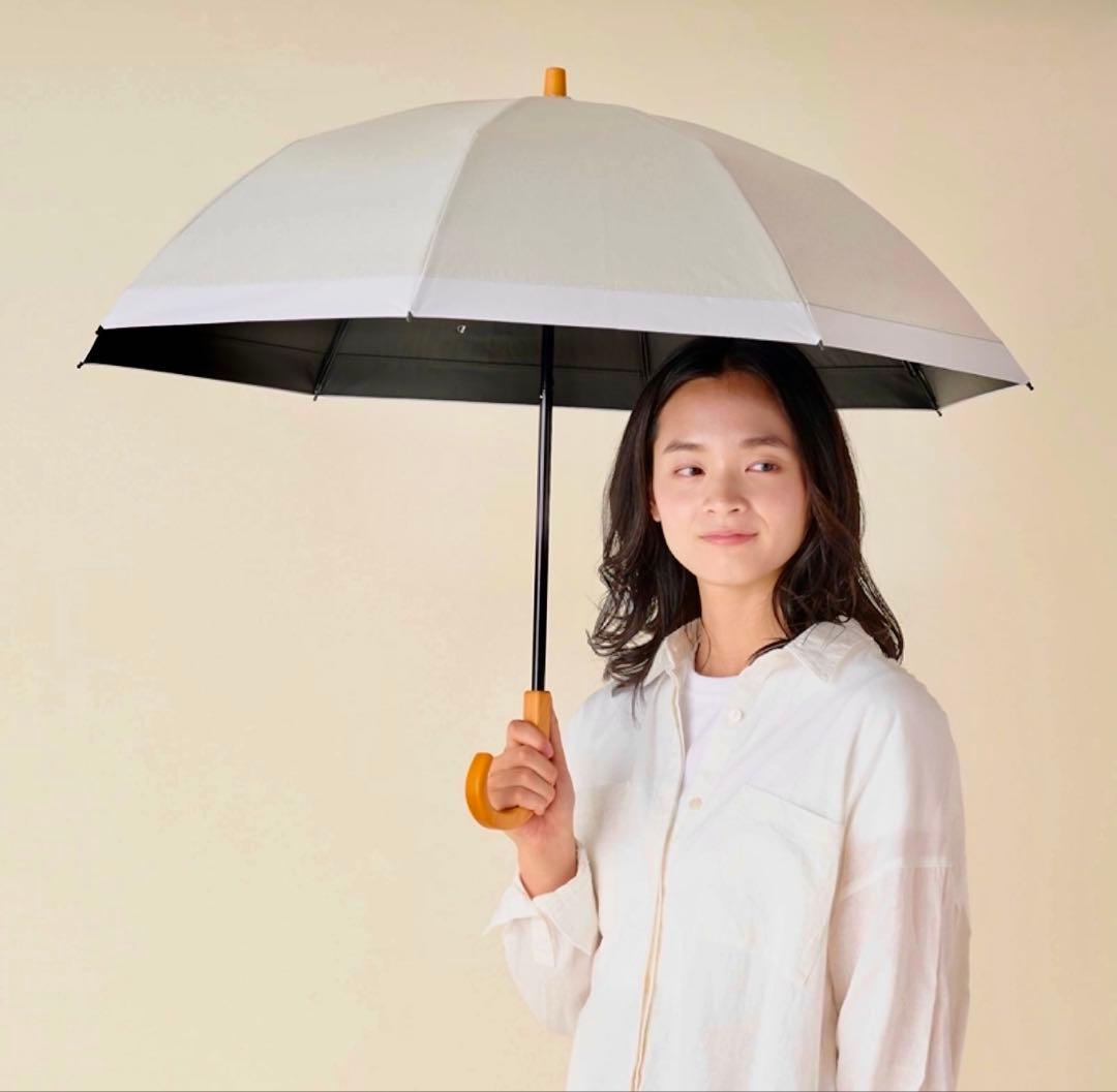 サンバリア100　折りたたみ日傘2段折50cm アイボリー&ホワイト