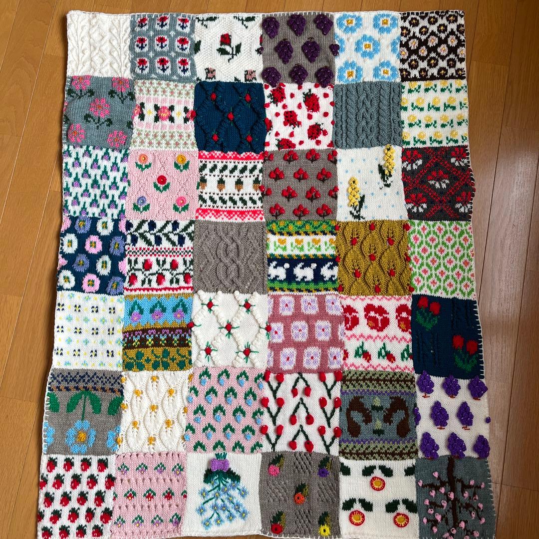 花柄モチーフつなぎのブランケット☆ハンドメイド