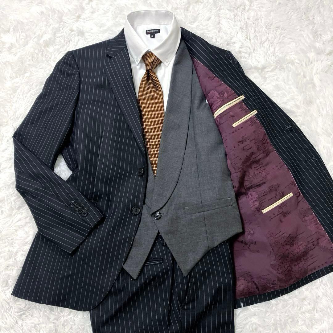 PaulSmith LONDON　スーツ　セットアップ　3ピース　ストライプ　黒