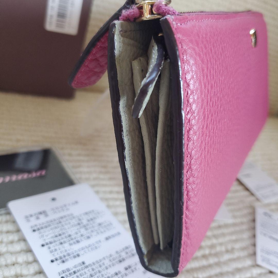 ☆未使用☆ペレボルサ☆L字ファスナー☆ピンクボルドー。