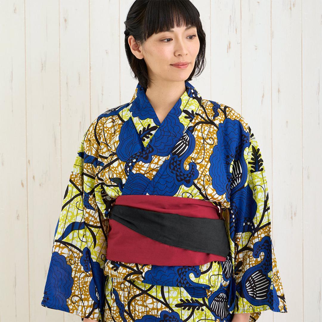 早い者勝ち！浴衣 アフリカンプリント 帯セット 人気デザイン