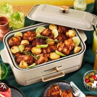 【新品】ホワイトBRUNO コンパクトホットプレート たこ焼きプレート、鍋付