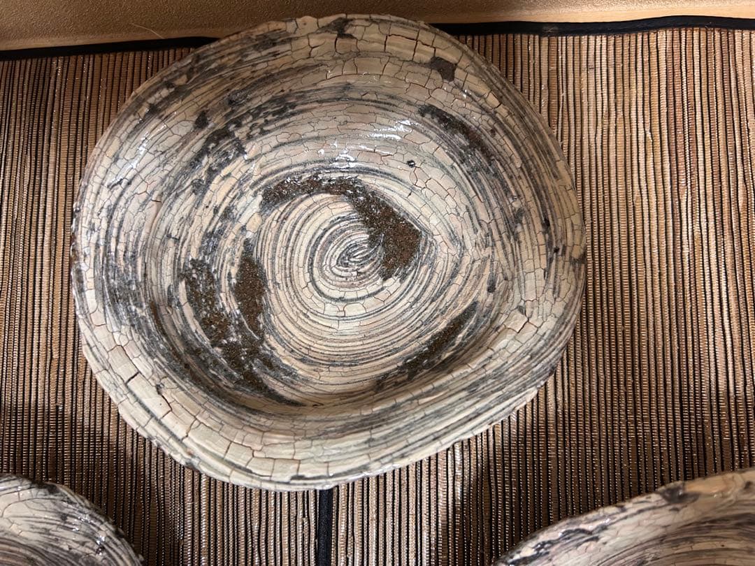 中川自然坊　刷毛目楕円皿　五枚セット