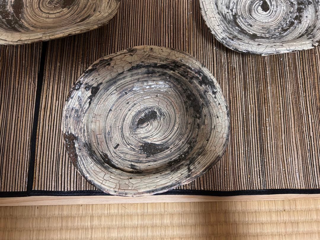 中川自然坊　刷毛目楕円皿　五枚セット