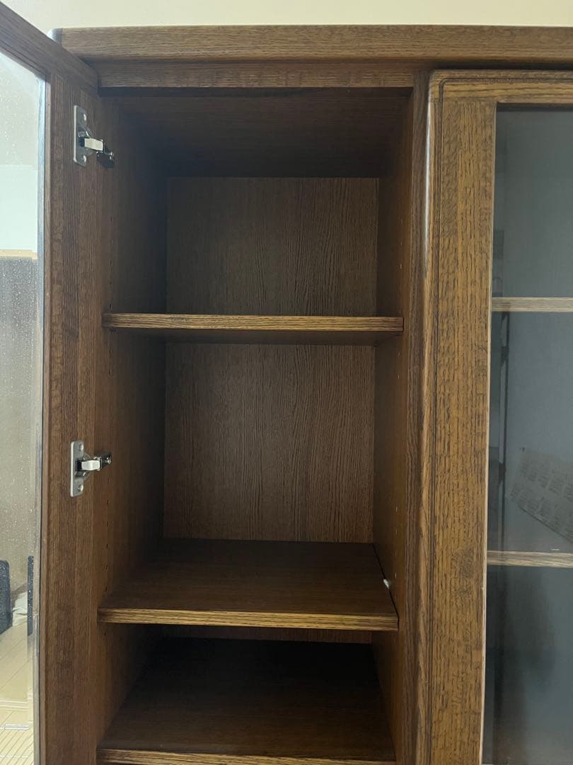 ラスト値下げ！ガラス扉付き木製本棚 5段✖️2（愛媛発です）