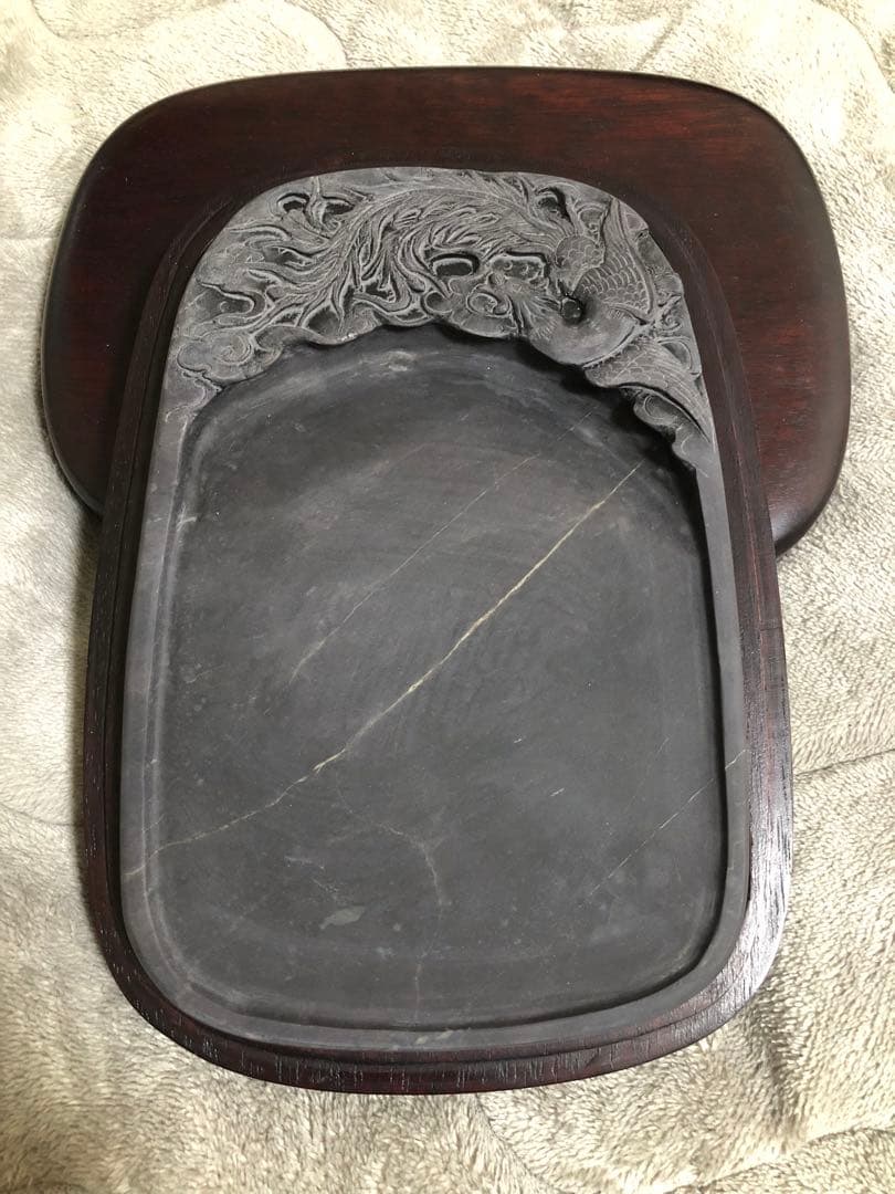 硯　すずり 端溪硯 大西洞 老坑 水岩 金錢氷紋 雲鳳文 書道用品 端渓硯