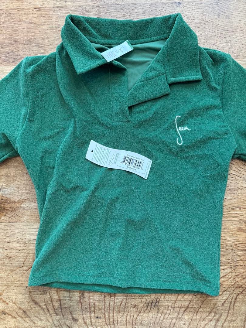 Seea グリーン ポロシャツスタイル セパレート水着