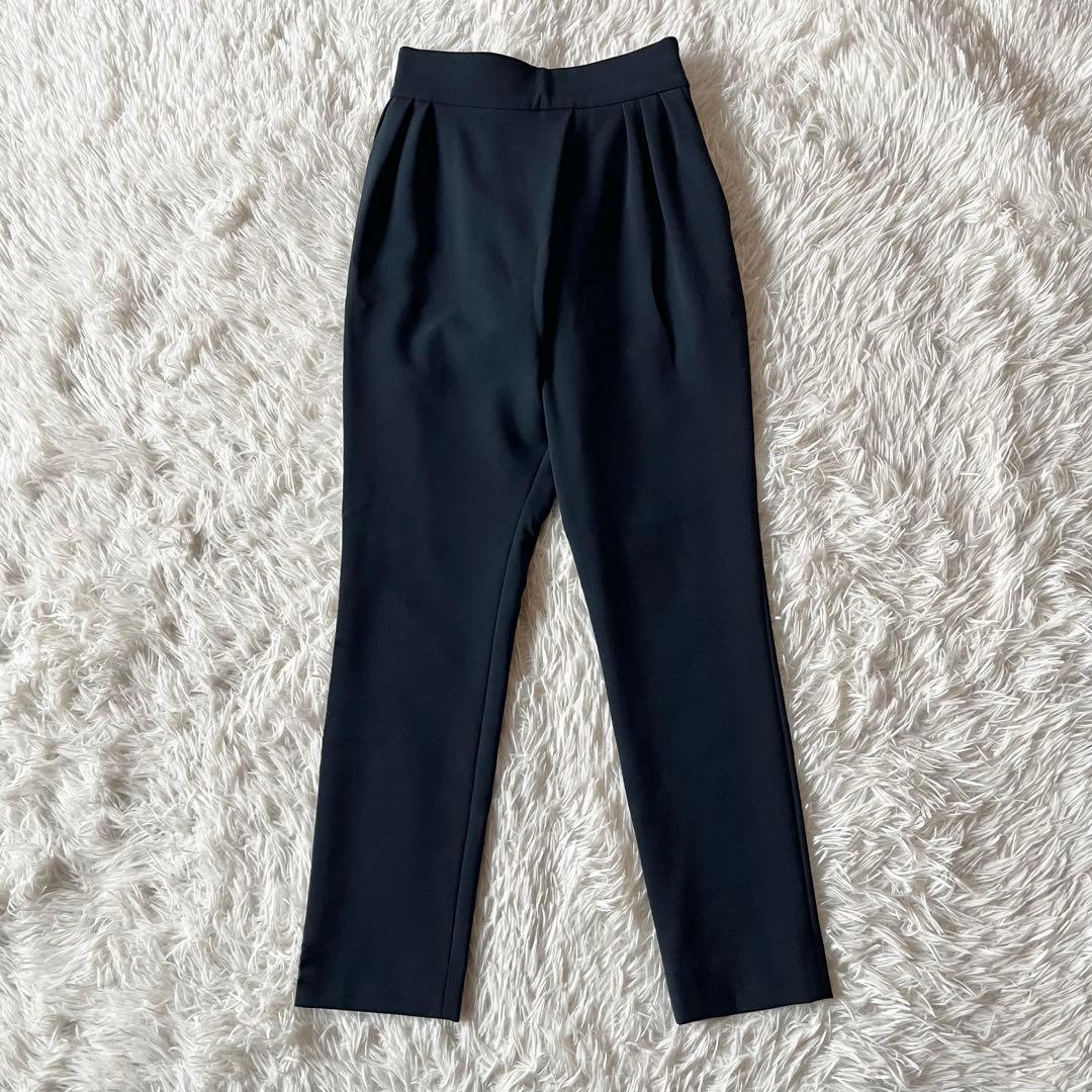 極美品✨ ヨーコチャン ハイウエストラップパンツ 40 ウエストゴム 紺色 近年