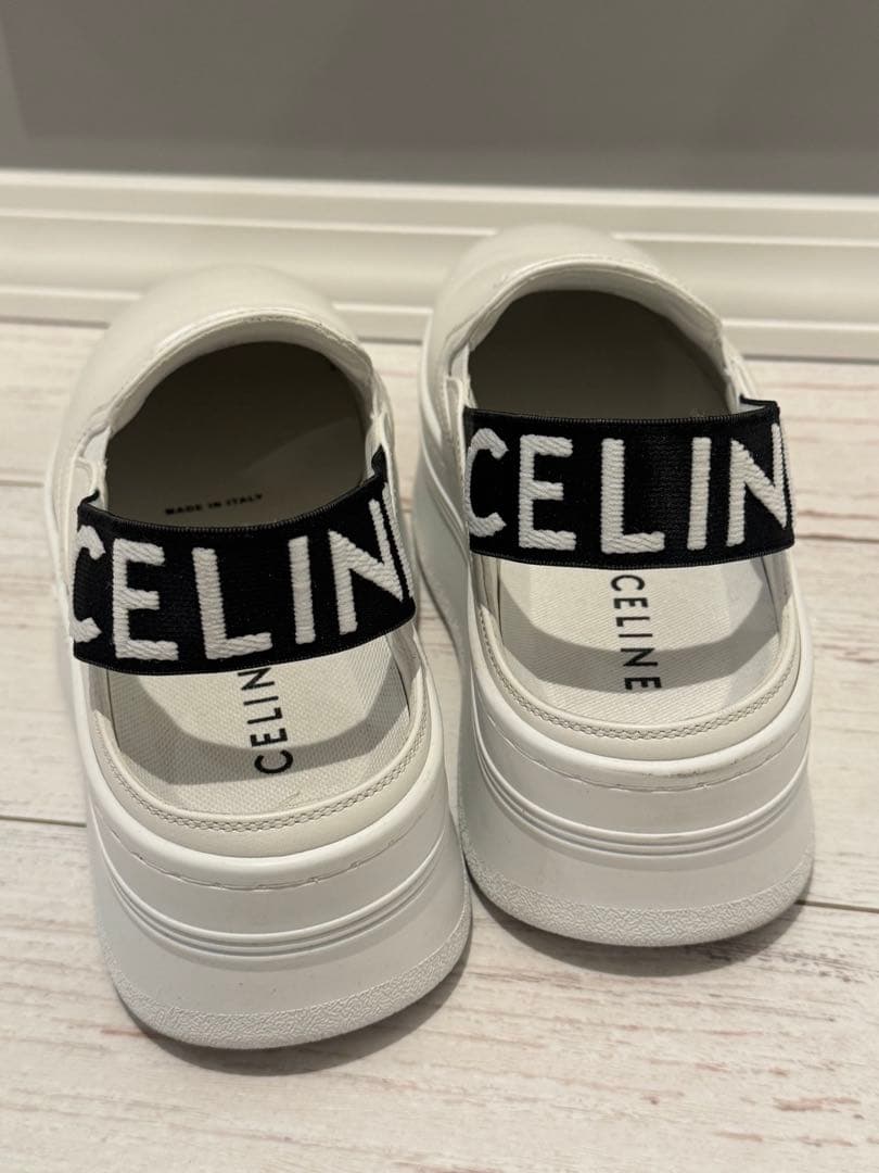 CELINE セリーヌ　ブロックウェッジミュール　ホワイト37 超美品