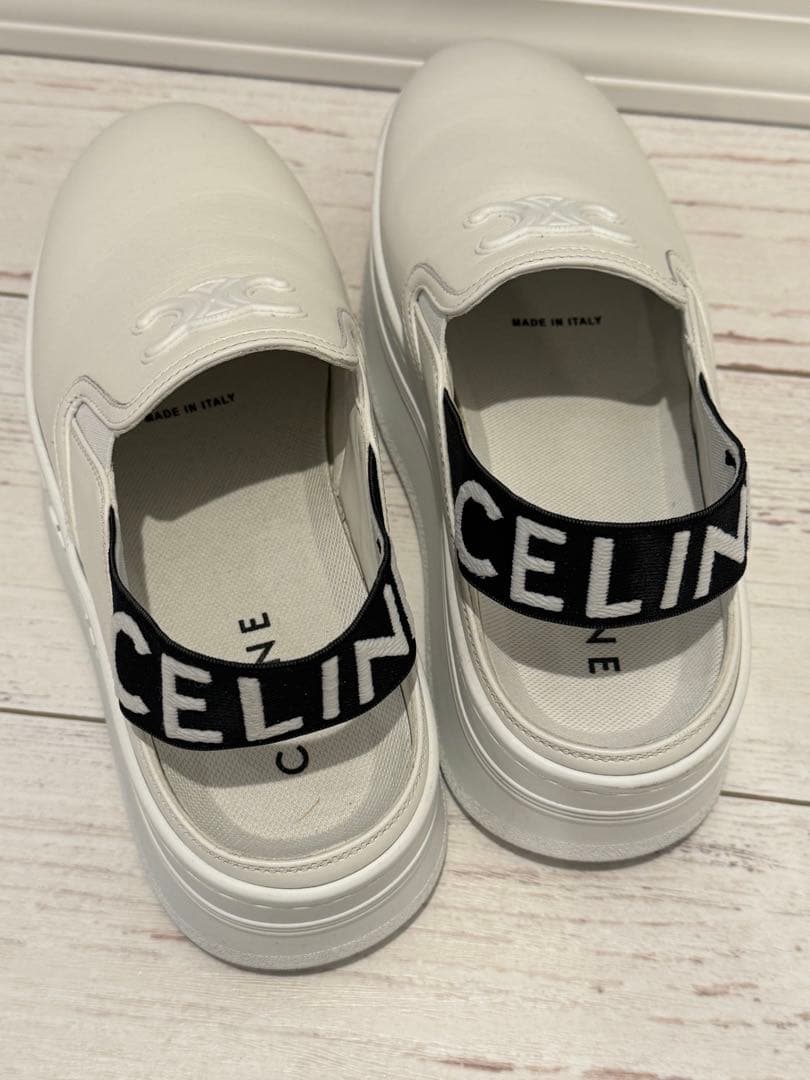 CELINE セリーヌ　ブロックウェッジミュール　ホワイト37 超美品