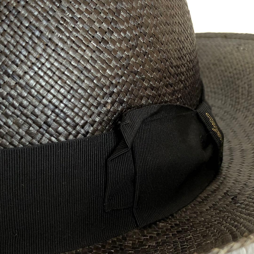 Borsalino ボルサリーノ パナマハット 麦わら帽子 ブラック 天然草