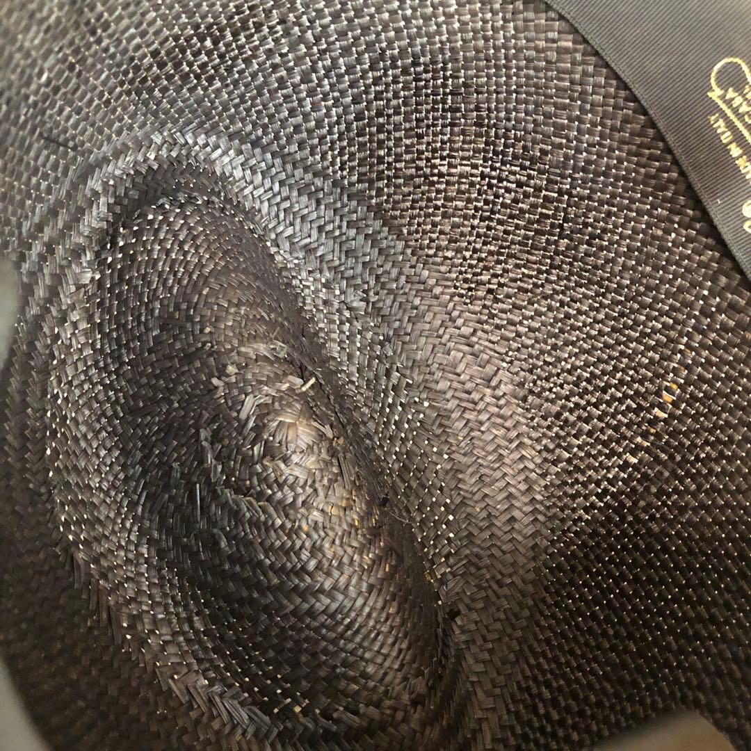 Borsalino ボルサリーノ パナマハット 麦わら帽子 ブラック 天然草