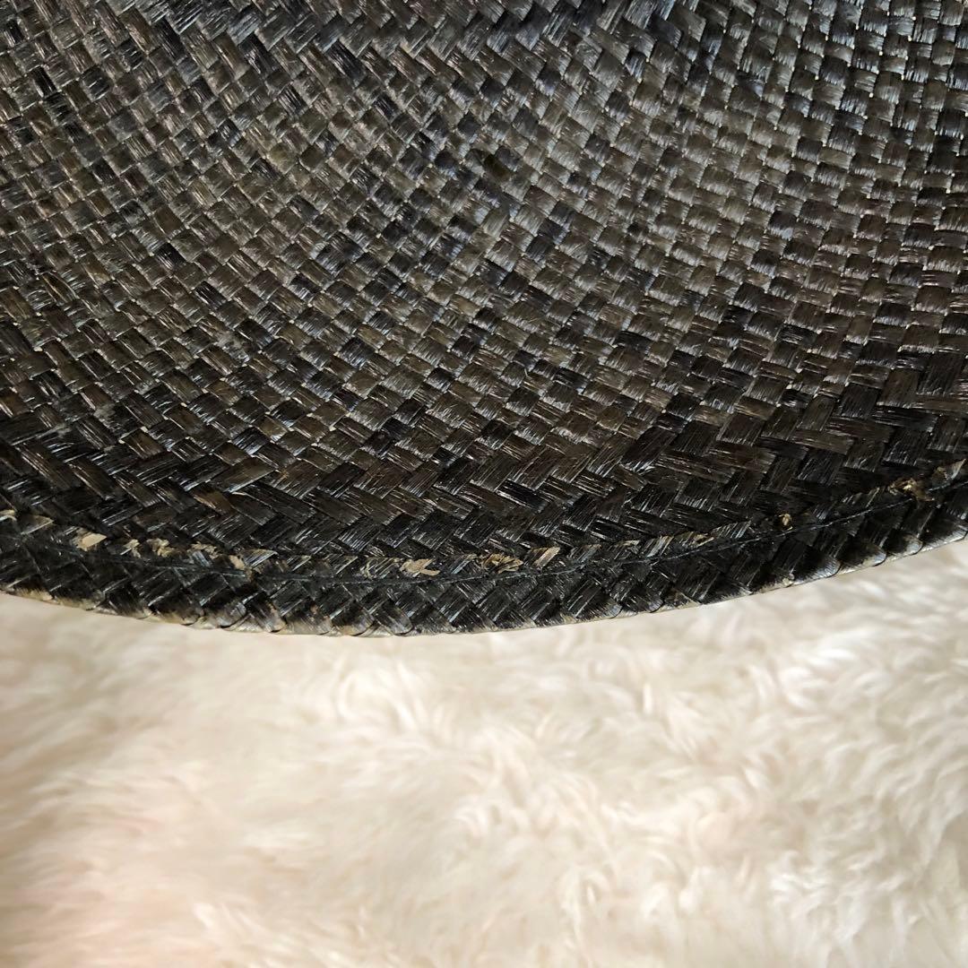 Borsalino ボルサリーノ パナマハット 麦わら帽子 ブラック 天然草