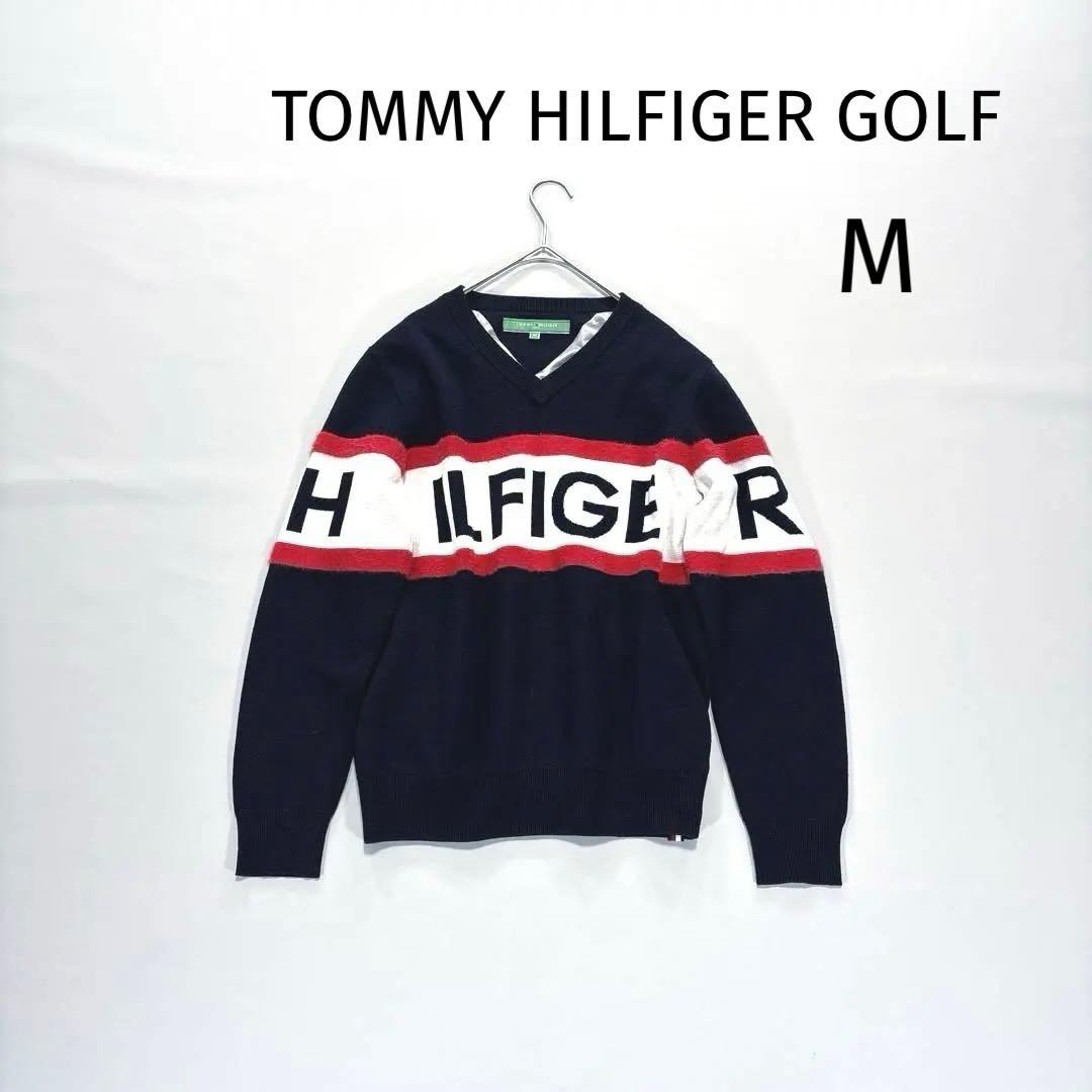 トミーヒルフィガーゴルフ　M ニットセーター　Vネック ネイビー　レディース
