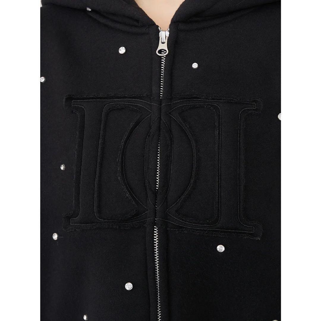 新品タグ付 ブラック フリー ダーリッチ DDロゴビジュージップパーカー F 黒