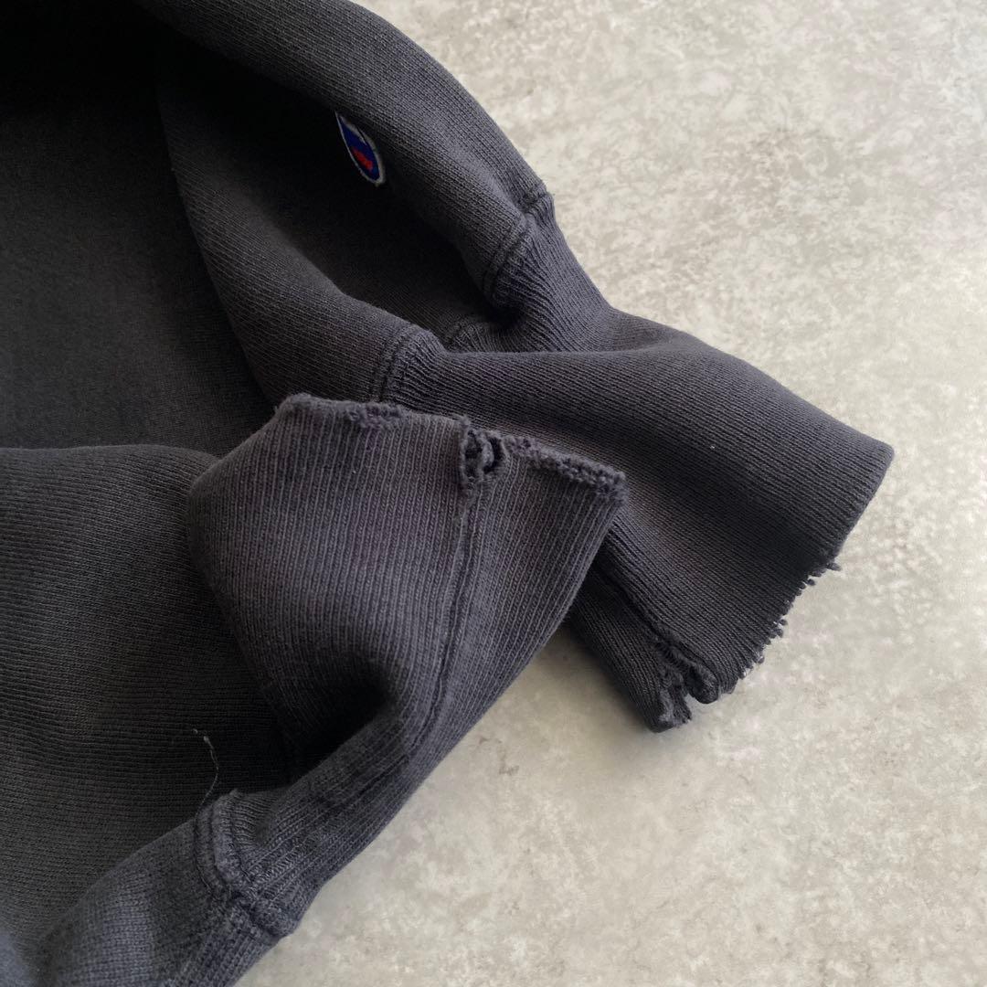 良雰囲気90sチャンピオン目付き無地リバースウィーブUSA製ブラック黒XL