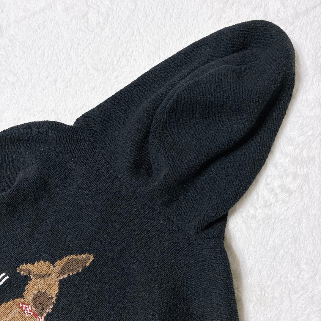 ク*ア様 ピンクハウス 希少 1990年代 うさぎ フード パーカー 黒 ワッペ