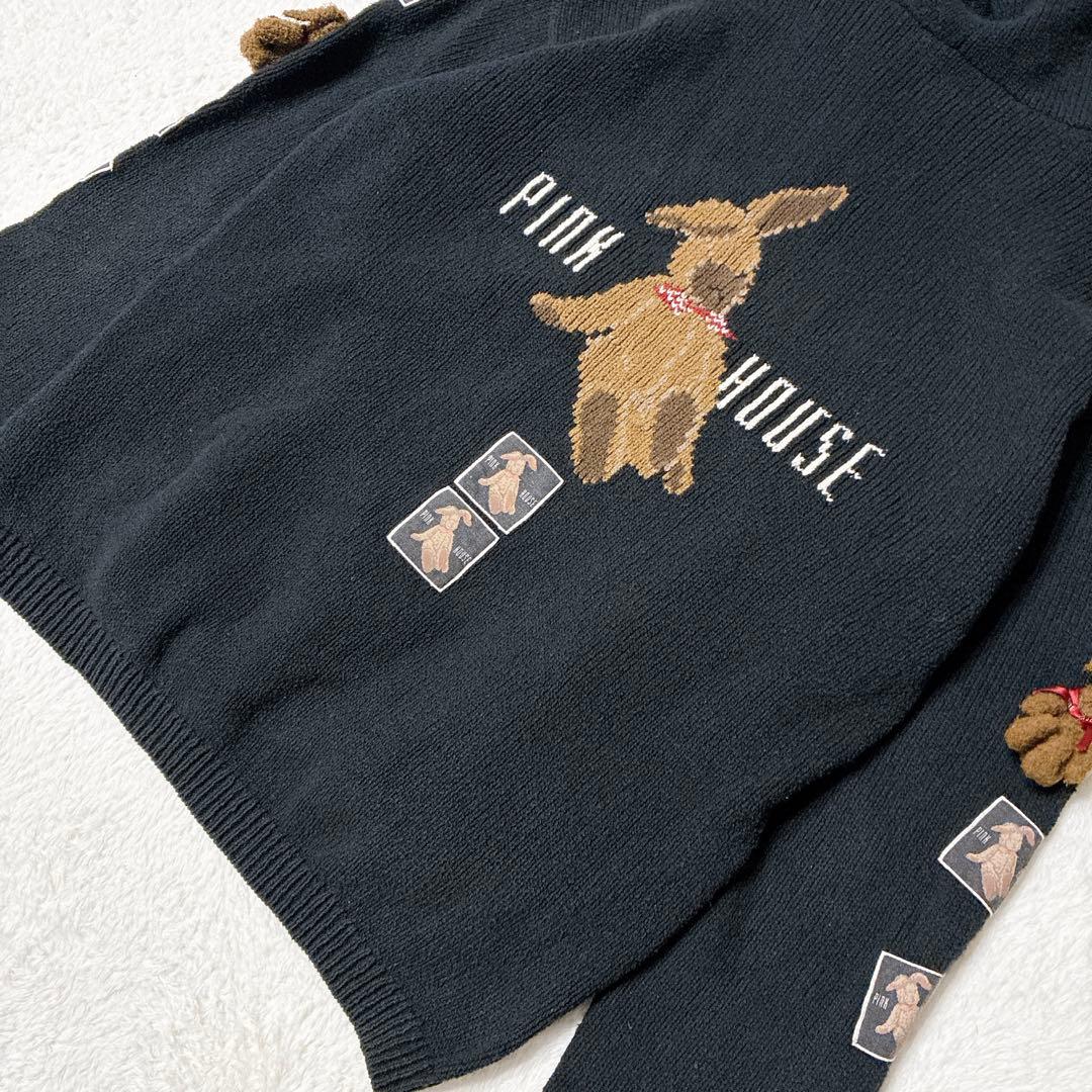 ク*ア様 ピンクハウス 希少 1990年代 うさぎ フード パーカー 黒 ワッペ