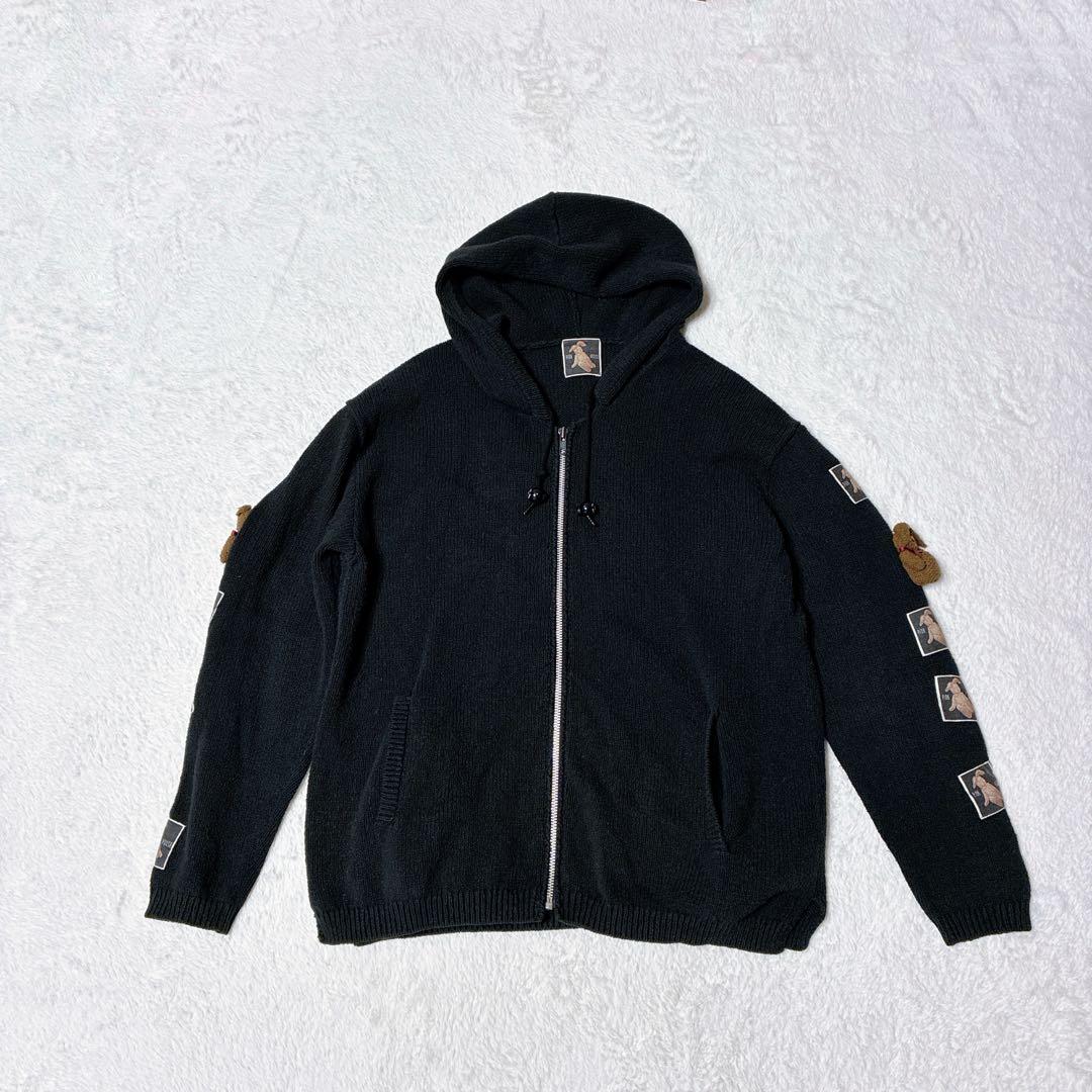 ク*ア様 ピンクハウス 希少 1990年代 うさぎ フード パーカー 黒 ワッペ