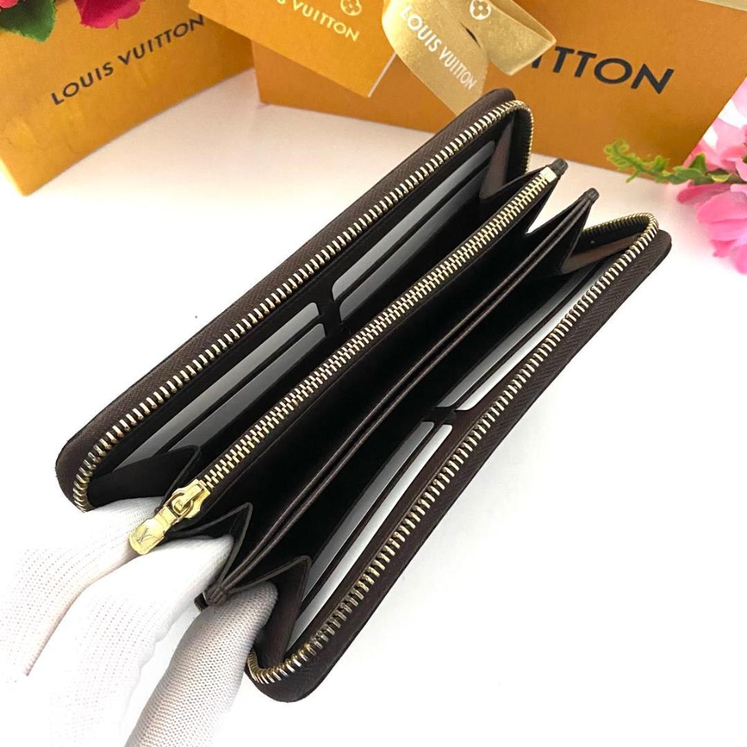 ルイ ヴィトン◎ジッピーウォレット ダミエ 茶 ラウンドファスナー エベヌ