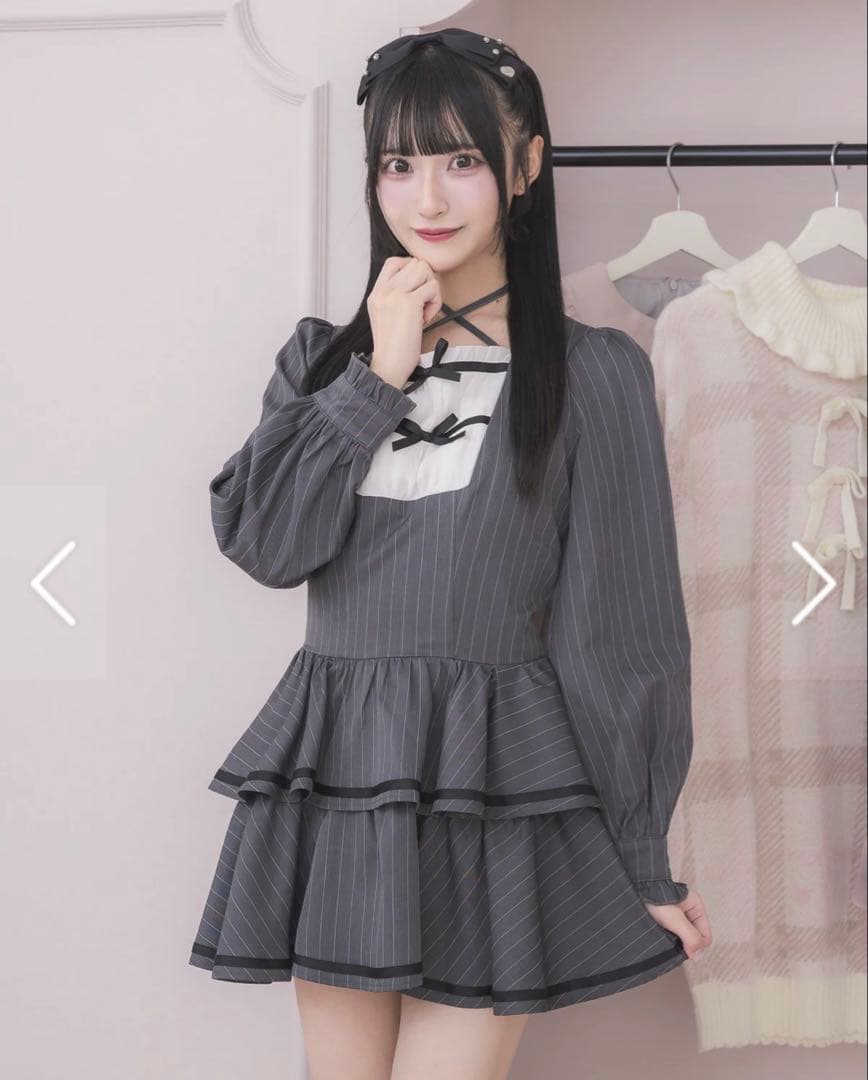 pium ピウム クロステープバイカラーティアードワンピース　セットアップ