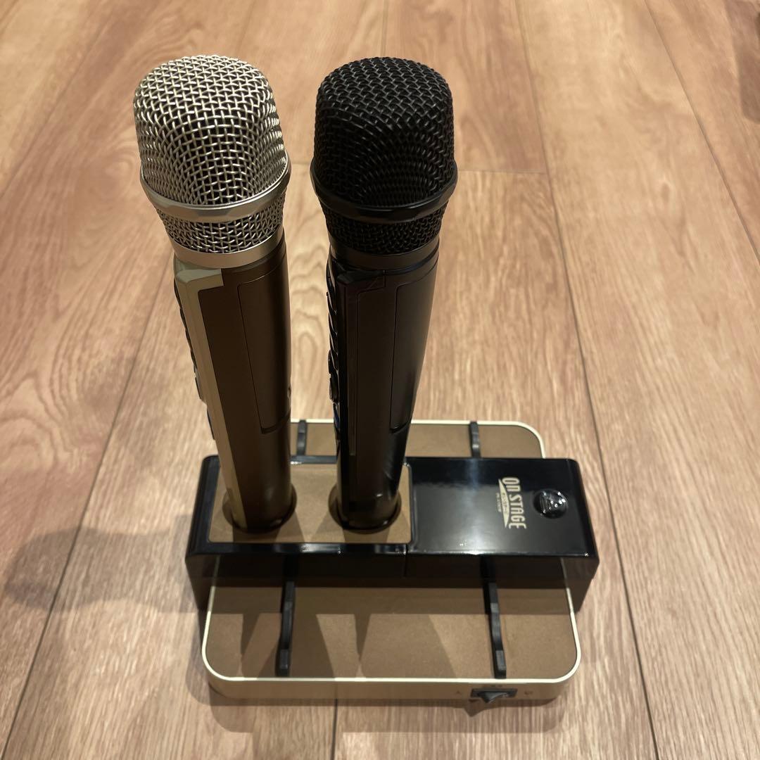 オンステージ カラオケ マイク2台　デュエット　1000曲内蔵　新品電池付