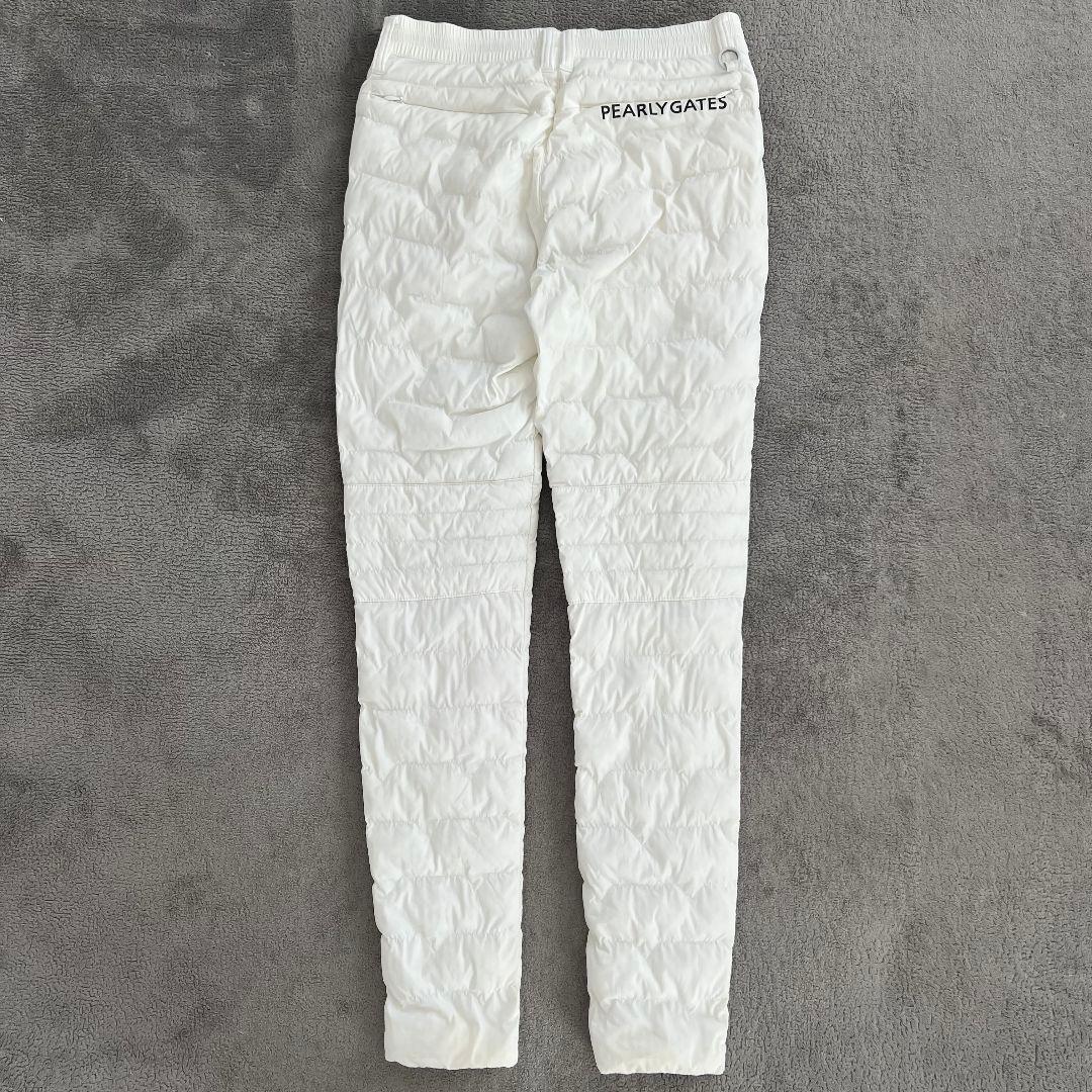 パーリーゲイツ　ダウンパンツ　中綿入り　レディース　ロゴ　ホワイト　白　ゴルフ