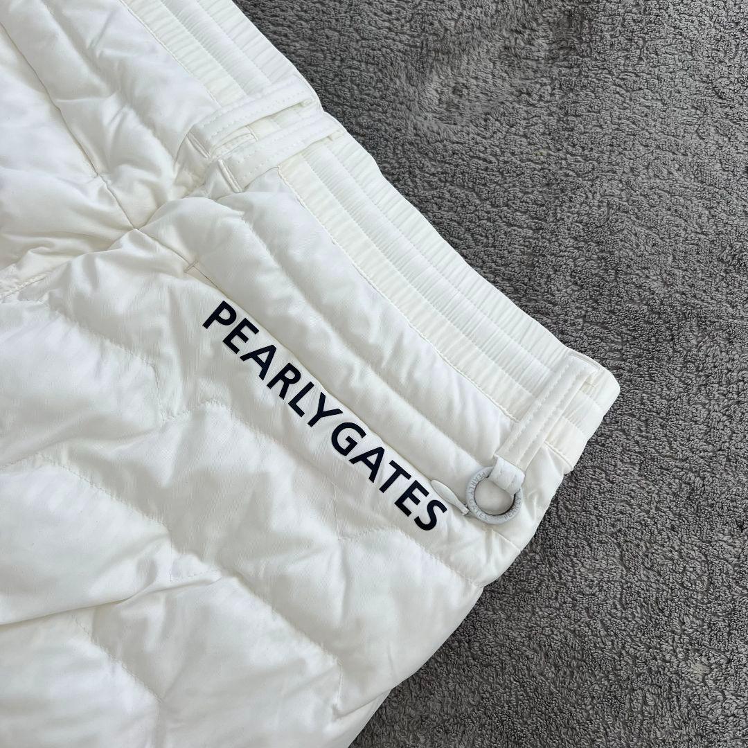 パーリーゲイツ　ダウンパンツ　中綿入り　レディース　ロゴ　ホワイト　白　ゴルフ