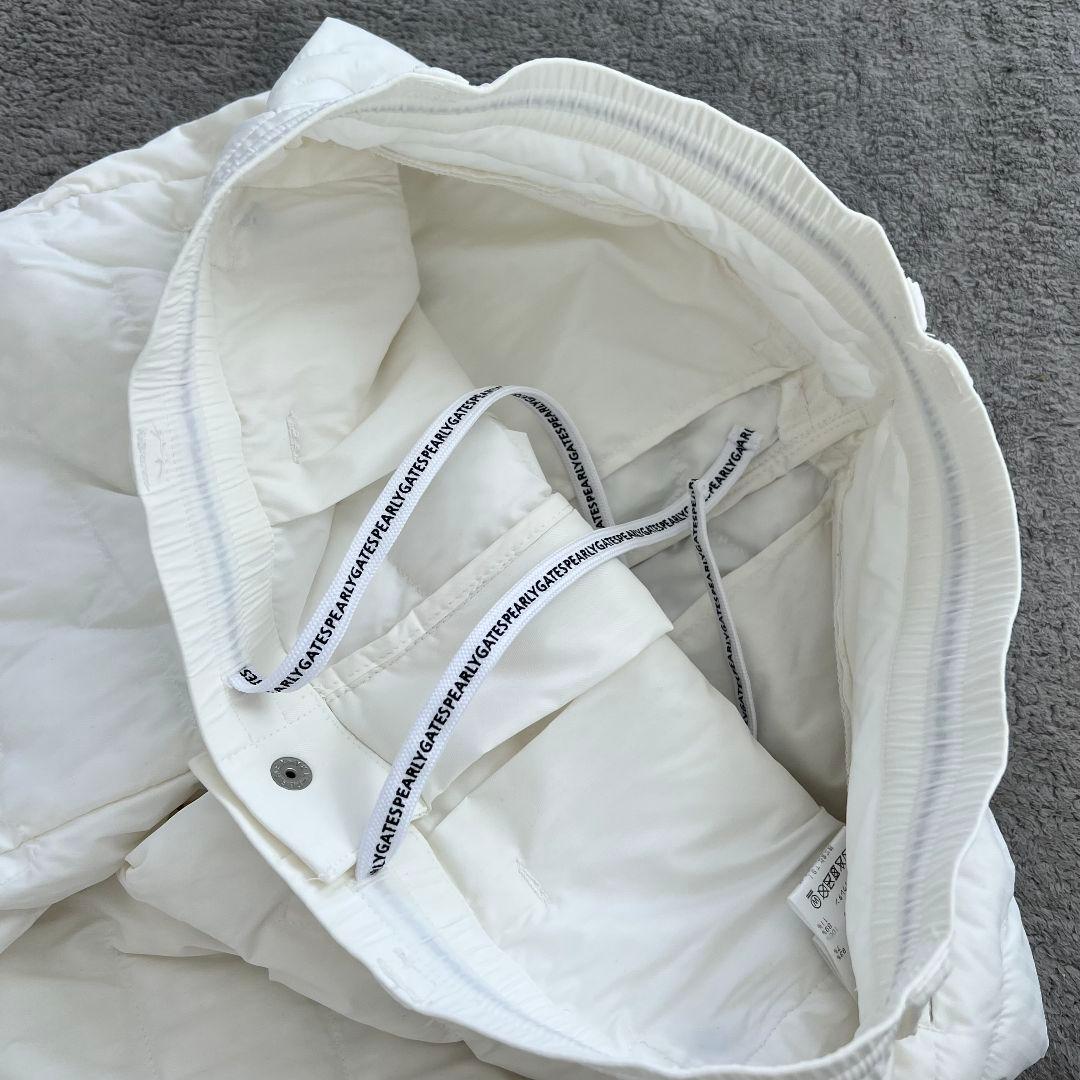 パーリーゲイツ　ダウンパンツ　中綿入り　レディース　ロゴ　ホワイト　白　ゴルフ