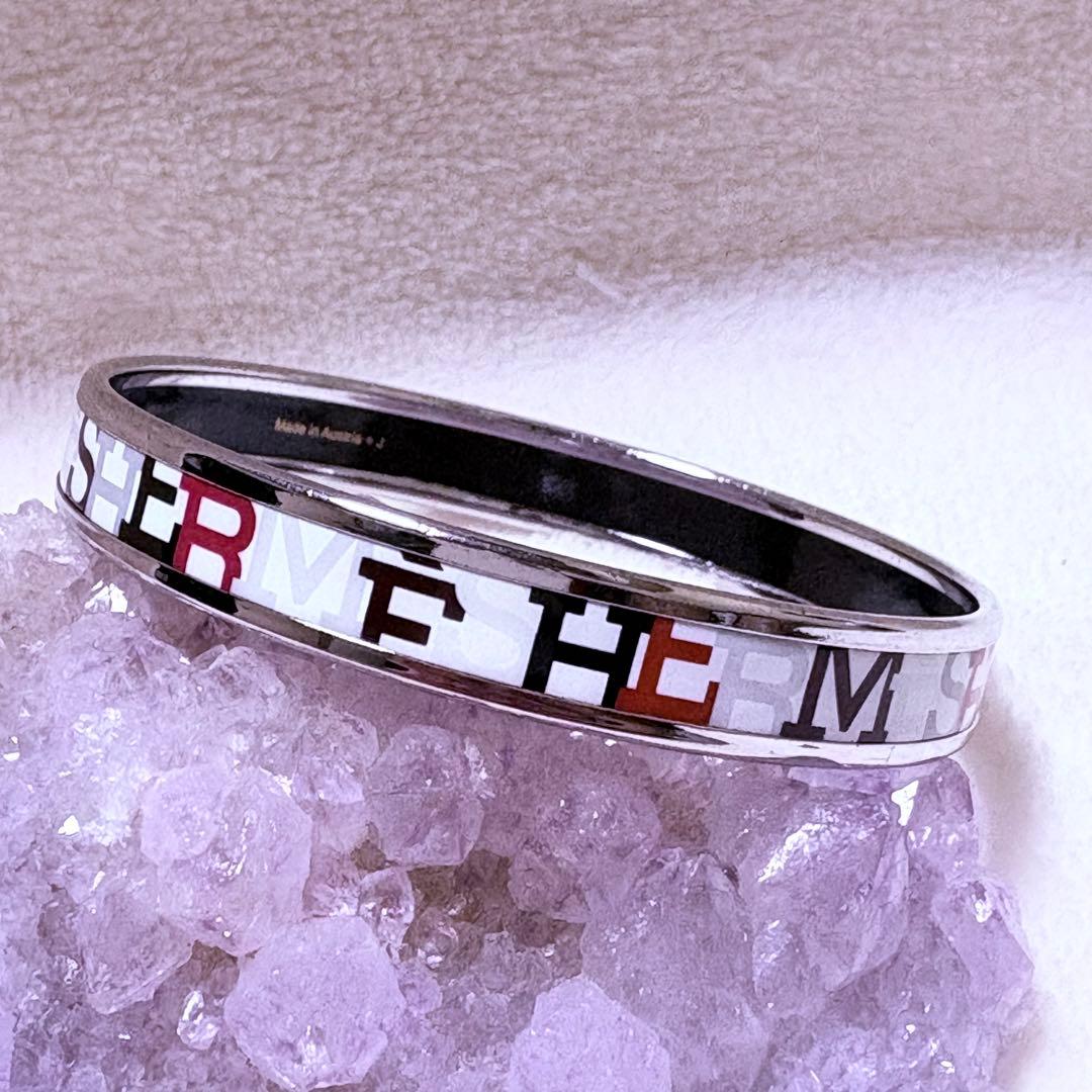 HERMES Émail Bangle ロゴ入り マルチカラー