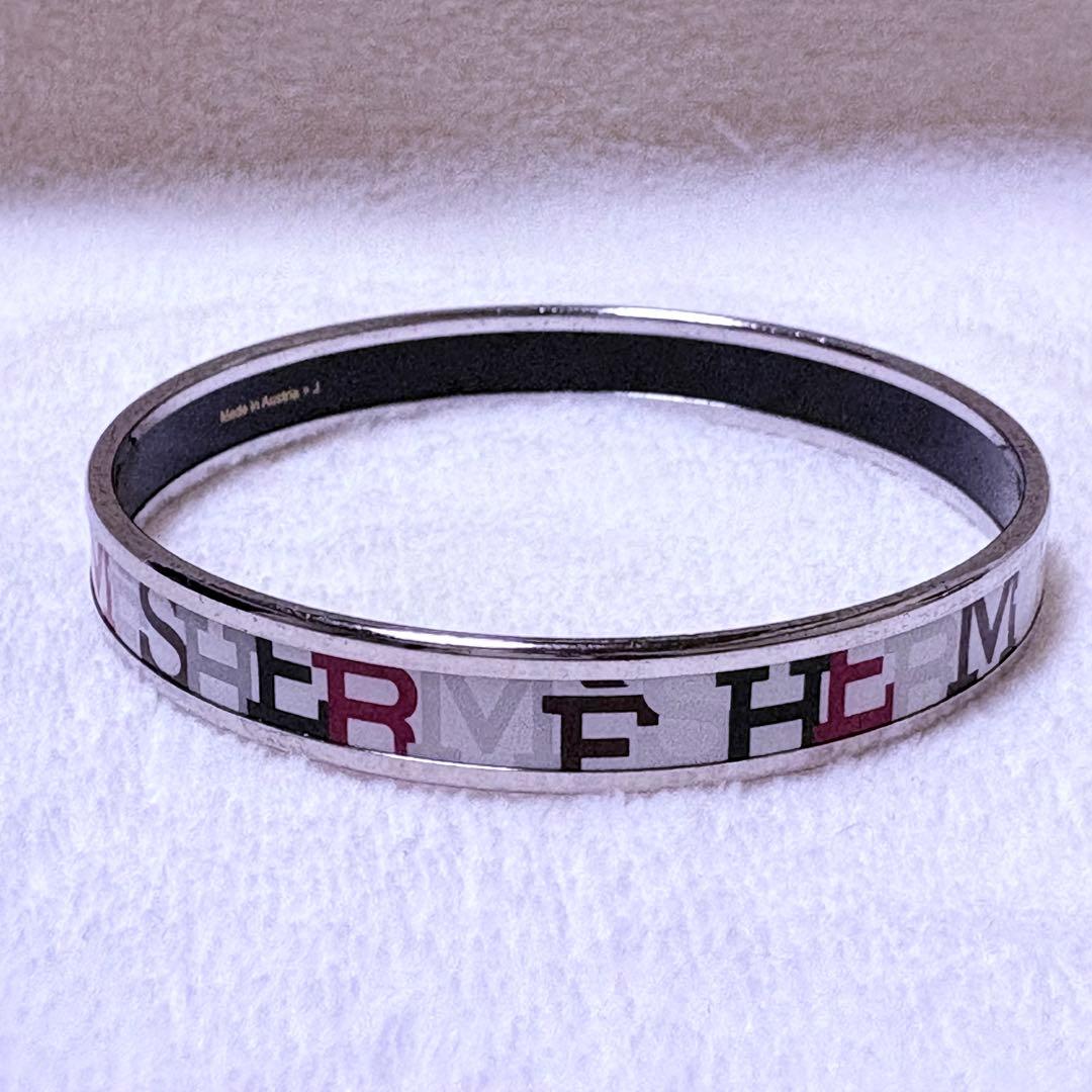 HERMES Émail Bangle ロゴ入り マルチカラー