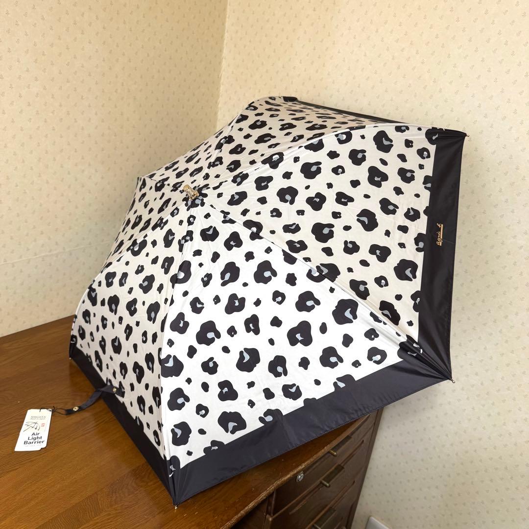 ★新品★アニエスベー　晴雨兼用　日傘　１級遮光　遮熱　軽量　レオパード柄