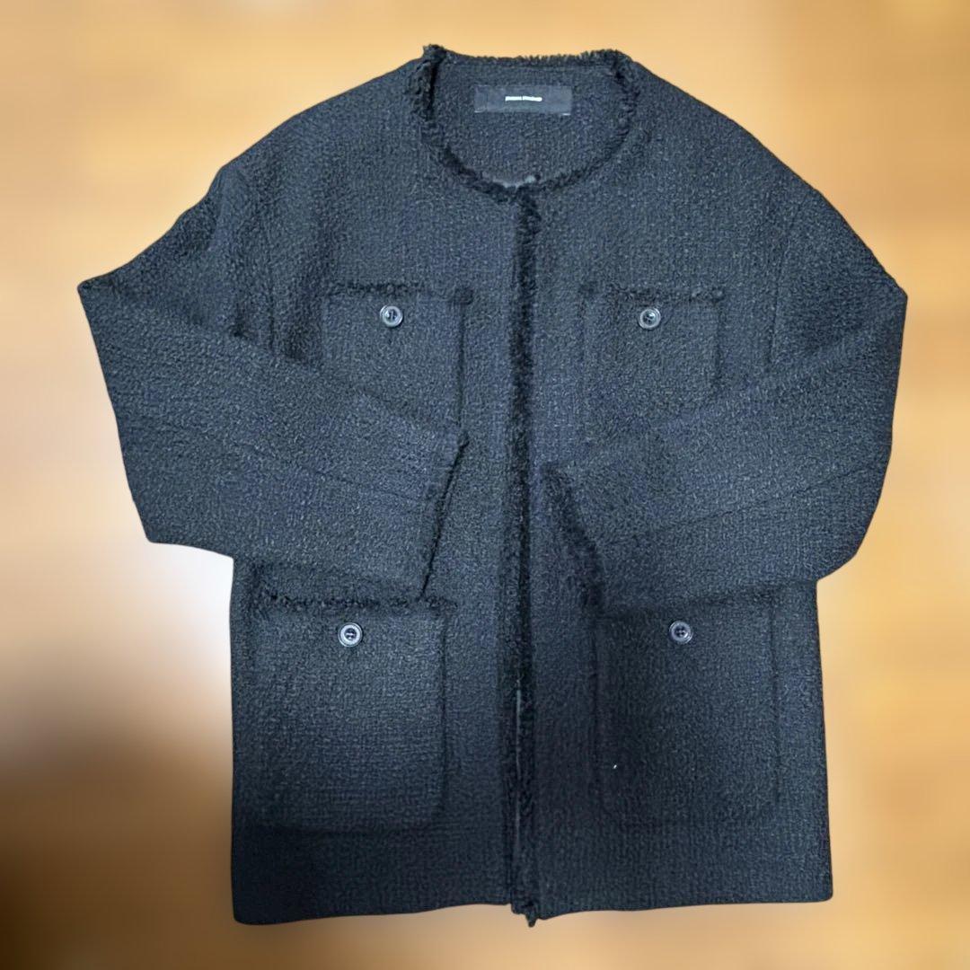 ジャーナルスタンダード ノーカラージャケット 黒 ツイード