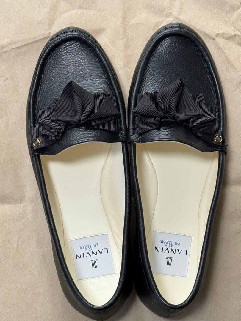 美品♡LANVIN 黒レザー ローファー・23.5
