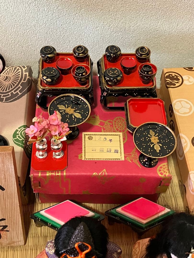 美品 春光作 ひな人形 大量セット 昭和 レトロ 雛祭り 雪洞 掛盤膳揃 雲絹縁