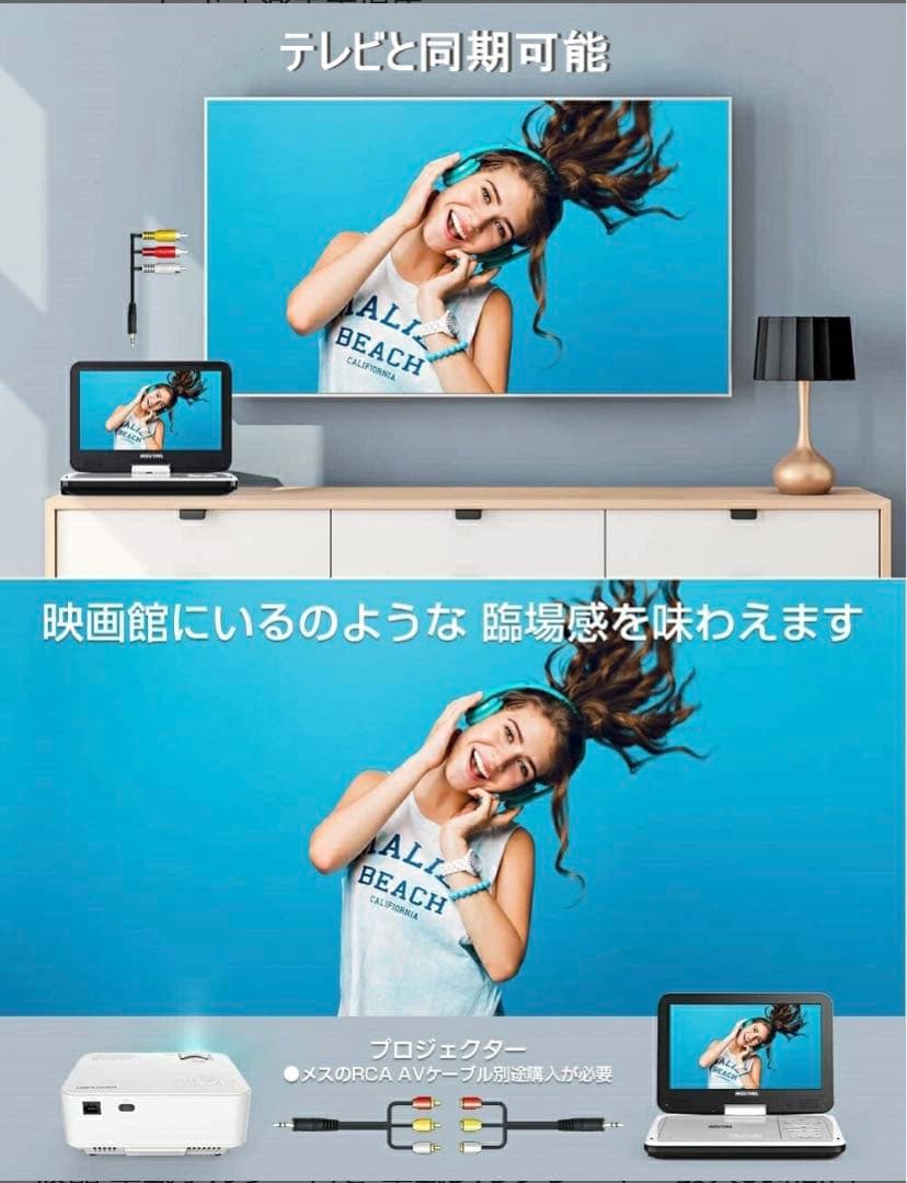 ❣️車載ホルダー付き❣️ポータブルDVDプレーヤー 10.5インチ液晶