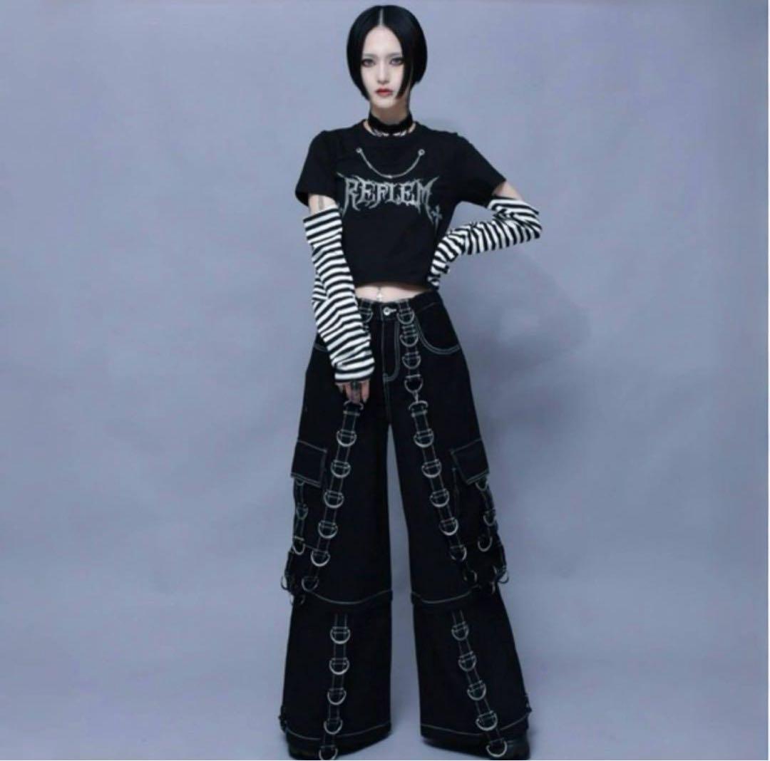 【 REFLEM 】Dリング 2WAYワイドカーゴパンツ ブラック