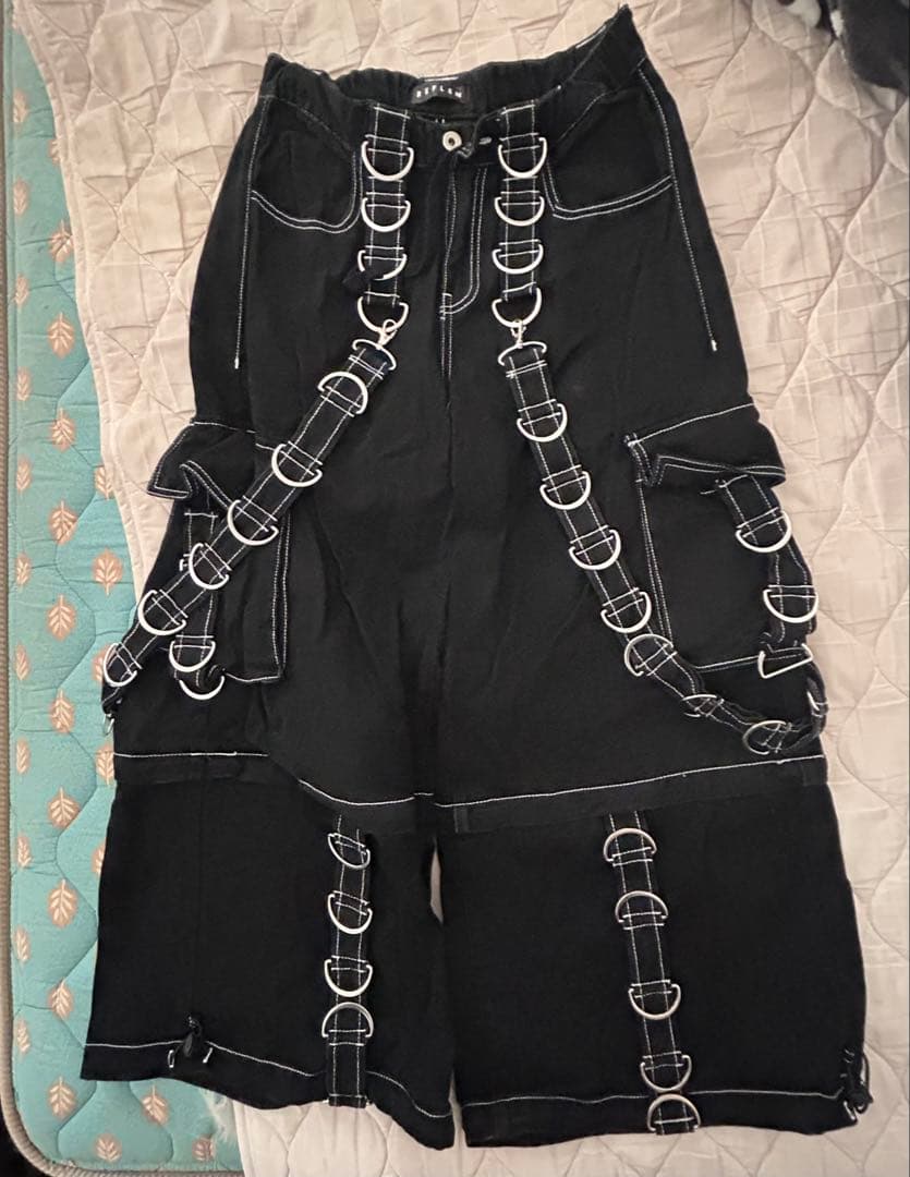 【 REFLEM 】Dリング 2WAYワイドカーゴパンツ ブラック