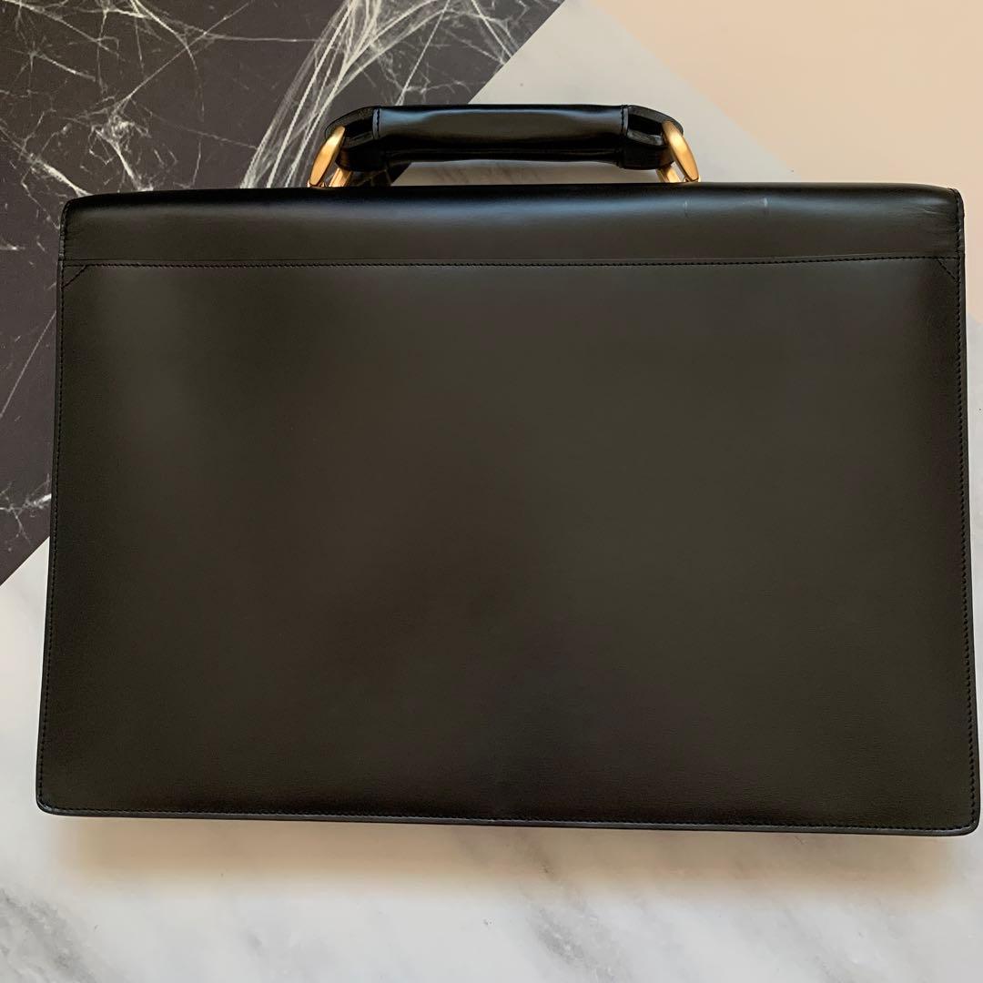 美品◆dunhill 黒 レザー ブリーフケース　ダンヒル ビジネスバッグ