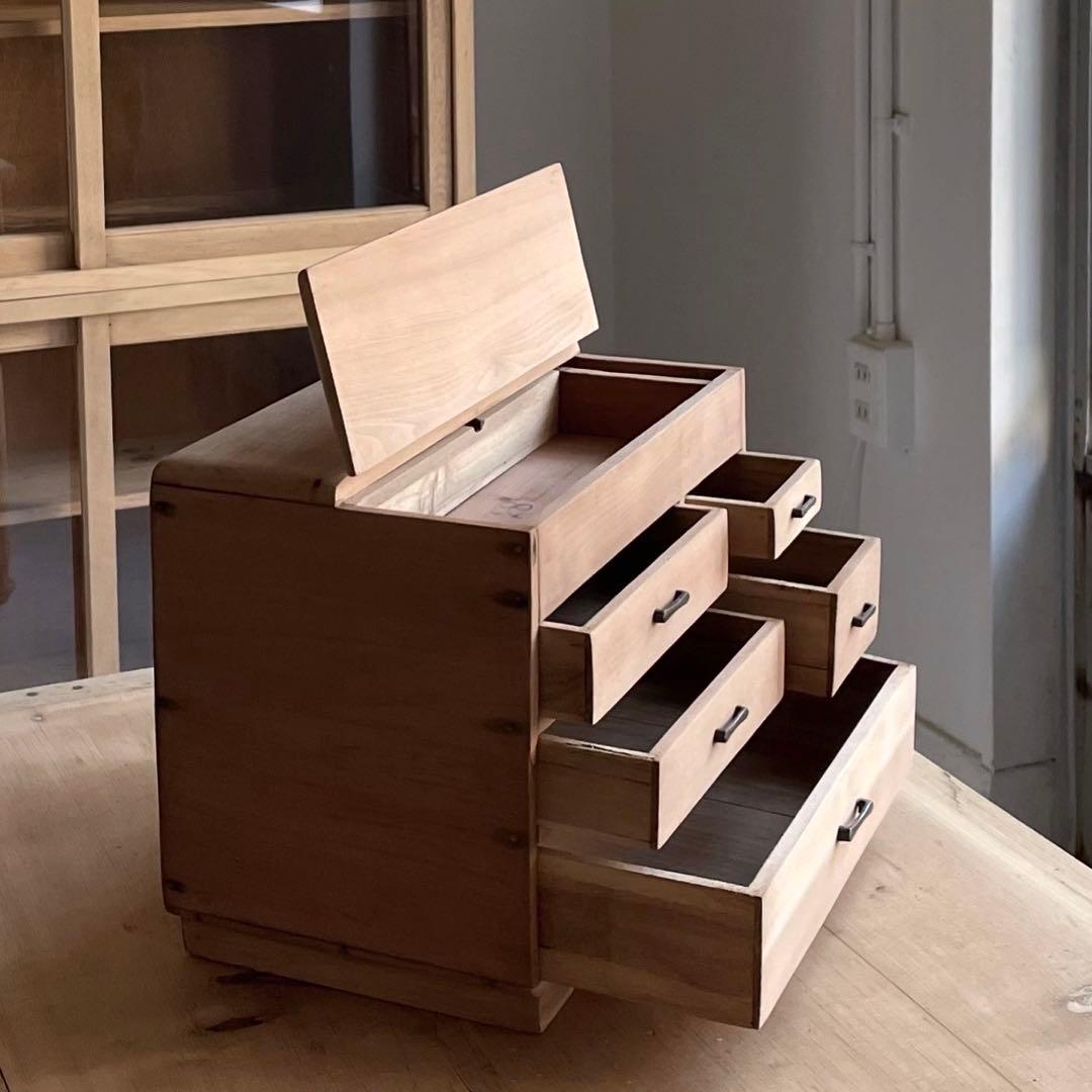 古い裁縫箱　小引き出し　棚　レトロ　古道具　アンティーク