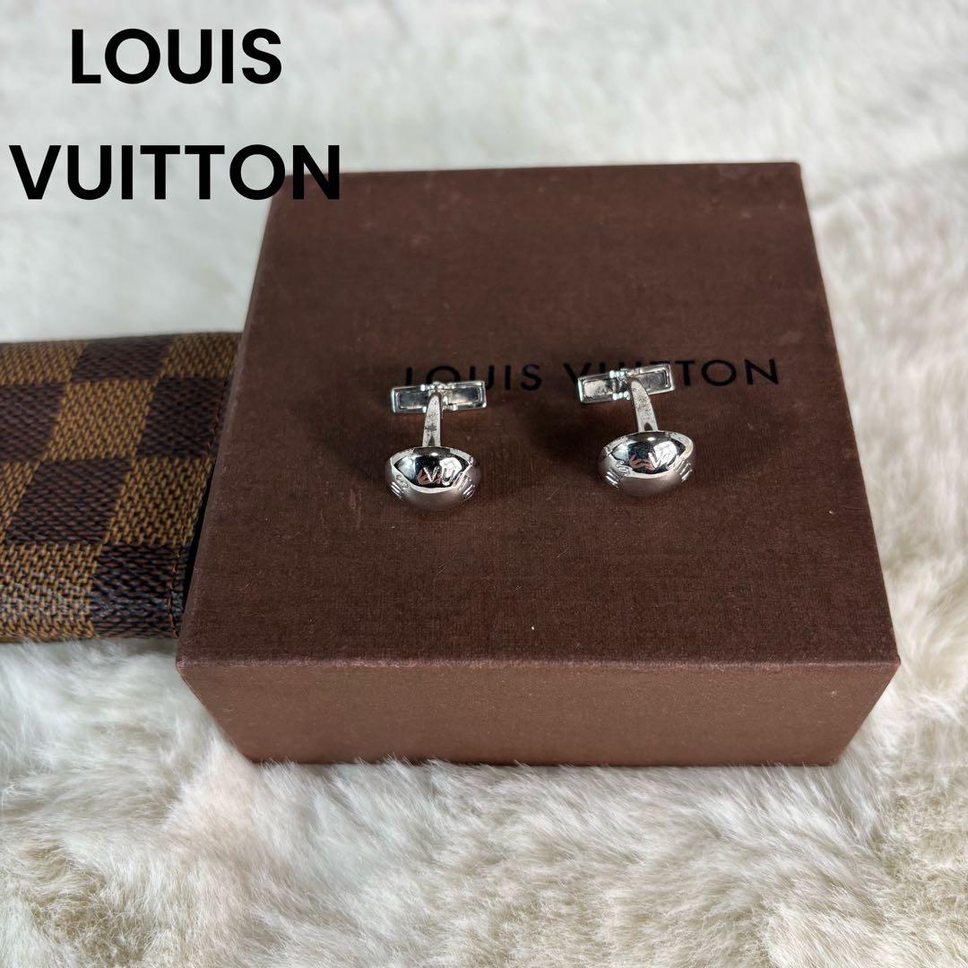 【未使用】 ルイヴィトン カフスボタン カフリンクス ロゴ レザーケース付