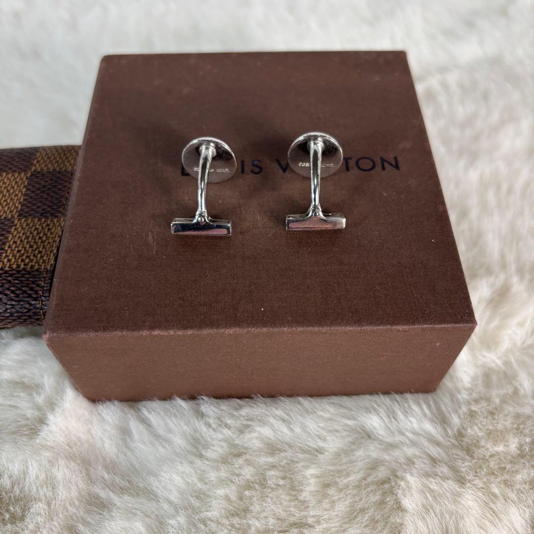 【未使用】 ルイヴィトン カフスボタン カフリンクス ロゴ レザーケース付