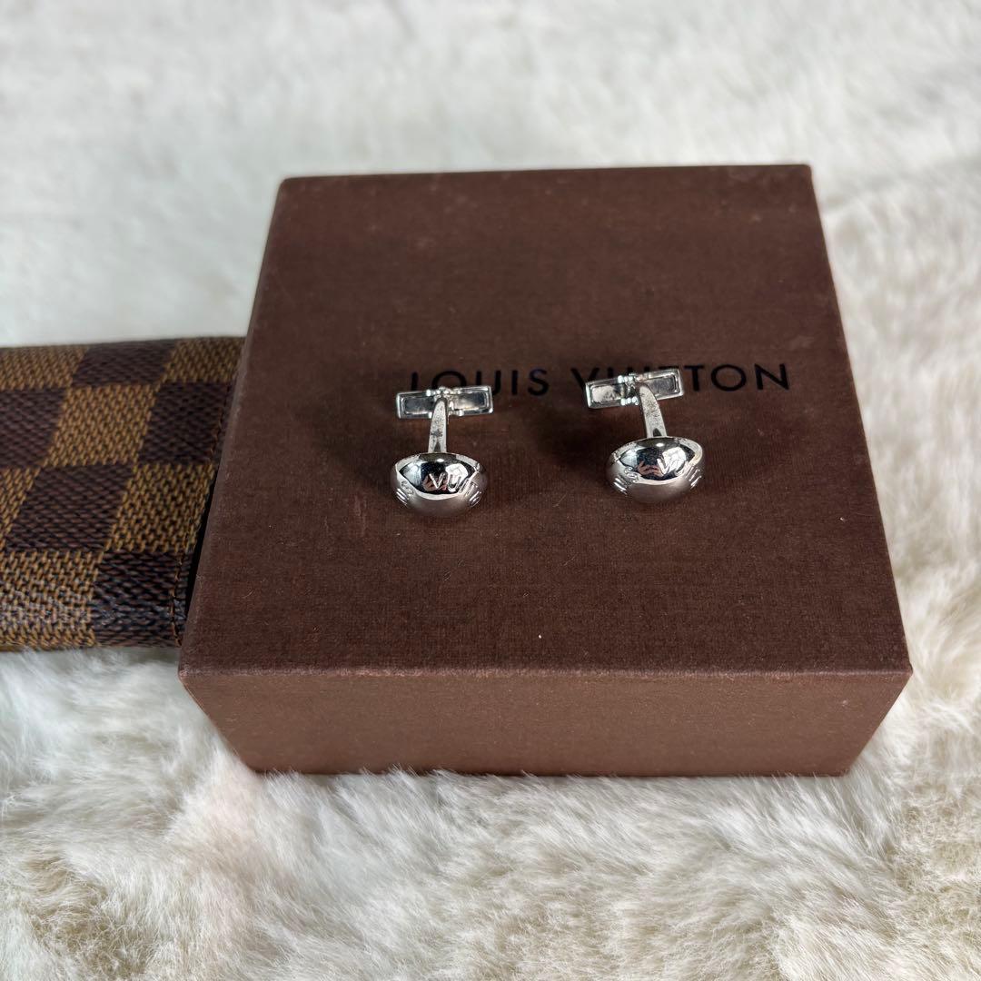 【未使用】 ルイヴィトン カフスボタン カフリンクス ロゴ レザーケース付