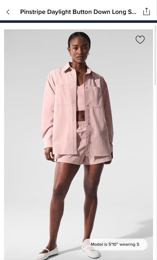 alo ピンク ストライプ 長袖シャツ