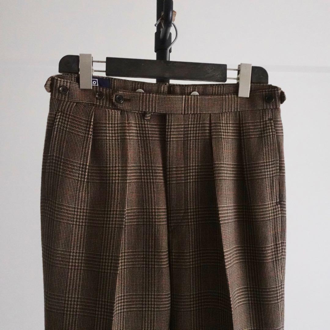 Polo RalphLauren グレンチェック　サイドアジャスタートラウザーズ